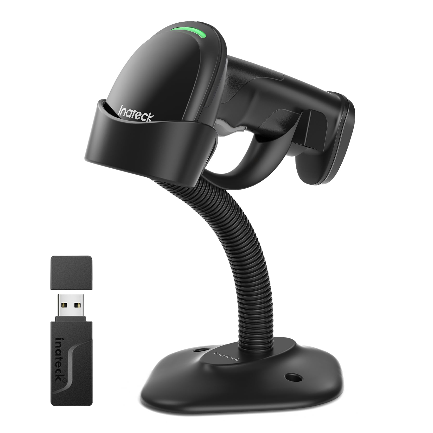 Inateck 2D Barcode Scanner with Intelligent Stand, Wireless QR Code Scanner, Handheld Scanner with APP and SDK, 2D Imager with 2600mAh Battery, BCST-35 Dark Gray