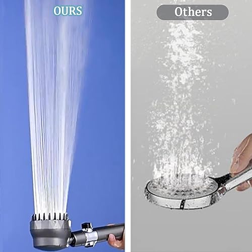 Miniatura 6 de Cabezal de ducha filtrado de alta presión, ducha de masaje multifuncional con 3 modos y botón de parada de agua, cabezal de ducha giratorio para