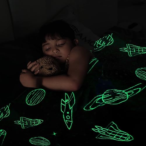 Miniatura 5 de Wesan Manta de galaxia que brilla en la oscuridad, regalos espaciales para niños y niñas, espacio exterior, planetas, naves espaciales, astronomía,
