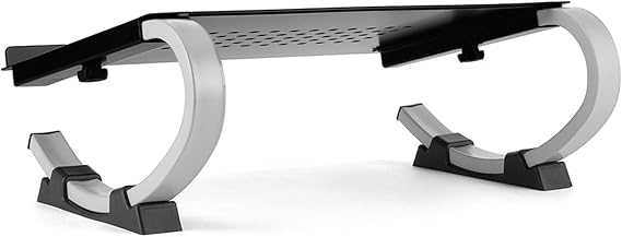 Allsop Redmond Adjustable Laptop Stand, Vented Curved Sturdy Metal Ergonomic Riser, Black (ASP30498)