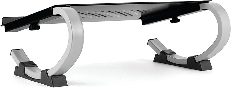 Allsop Redmond Adjustable Laptop Stand, Vented Curved Sturdy Metal Ergonomic Riser, Black (ASP30498)