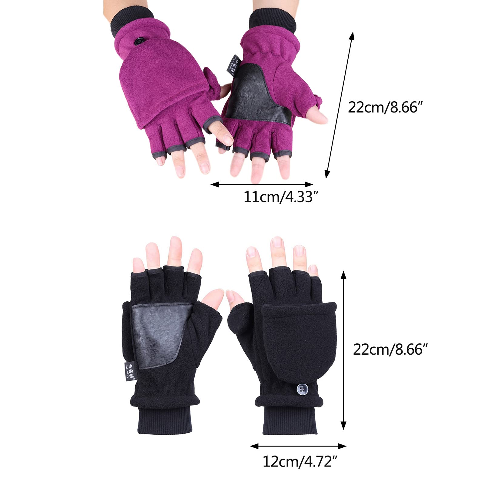 Mitaines Homme - Daïm Synthétique Doublé Polaire - Pour Vélo, Course, Randonnée