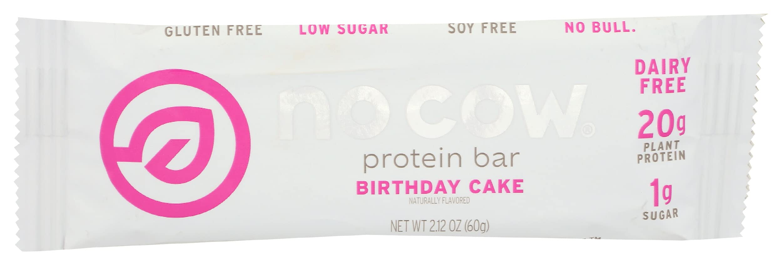 No Cow High Protein Bars, Birthday Cake, 21g Plant Based Vegan Protein, Keto, Low Sugar, Low Carb, Low Calorie, Gluten Free, Naturally Sweetened, Dairy Free, Non GMO, Kosher, 2.12 Oz (Pack of 12)