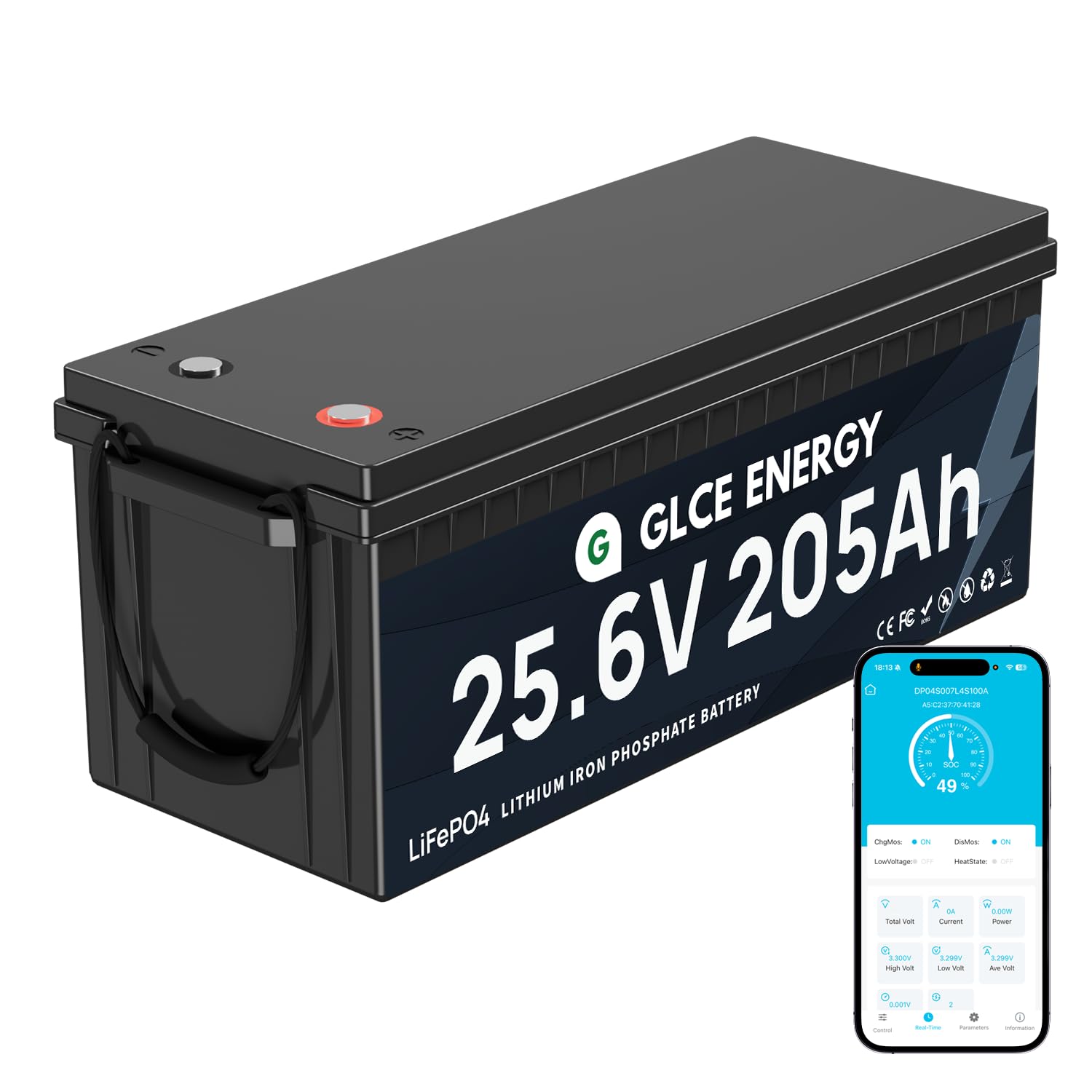Batería LiFePO de 24 V 205 Ah con Bluetooth BMS de 200 A, 4000 – 15000 ciclos, 5248 Wh de alta capacidad, batería de ciclo profundo para autocaravanas, sistemas solares y aplicaciones