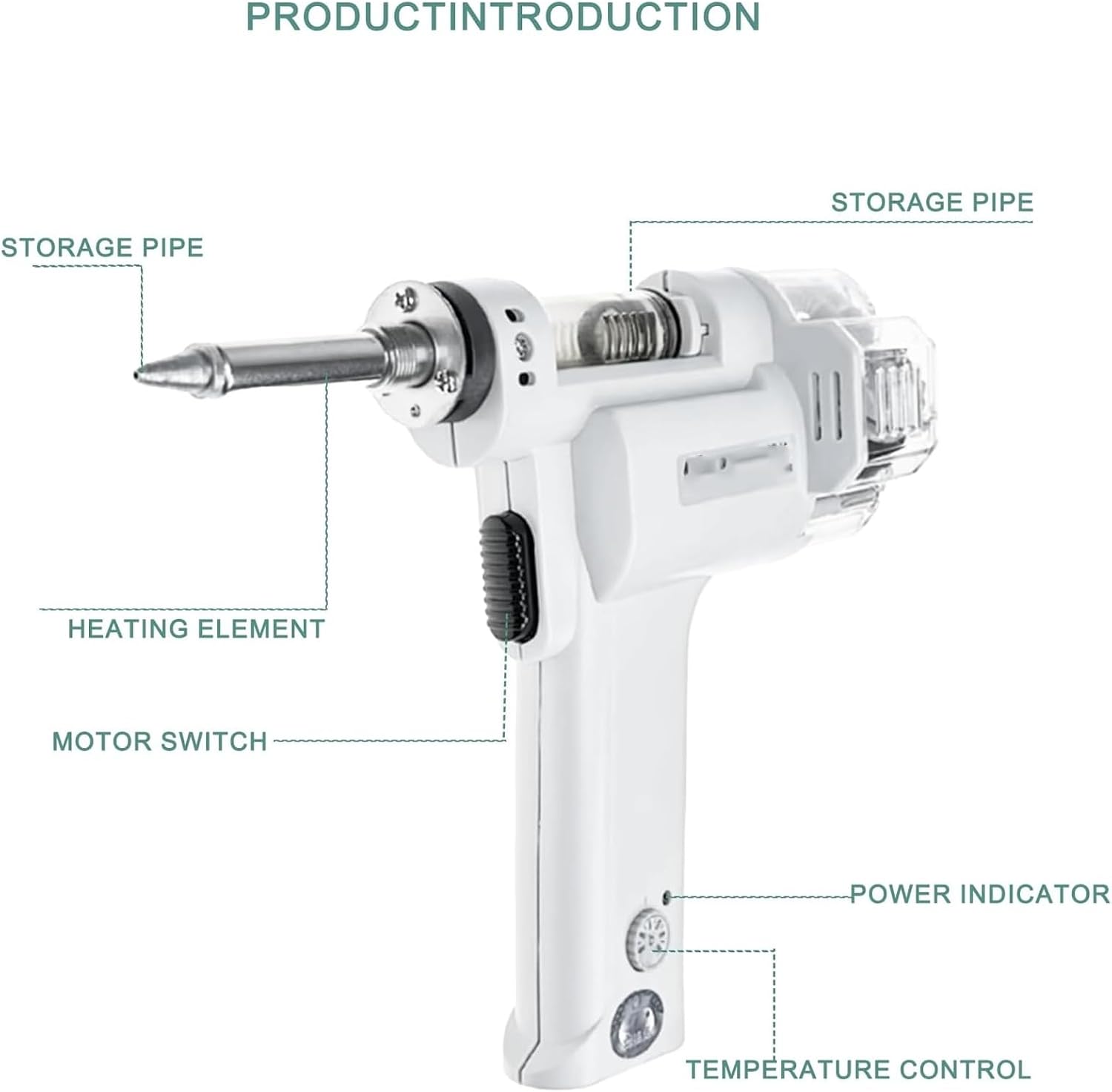 Electric Solder Sucker Vacuum Tool， for DIY Electronics Repair with Ceramic Heating Element and Cleaning Needle，for Beginners