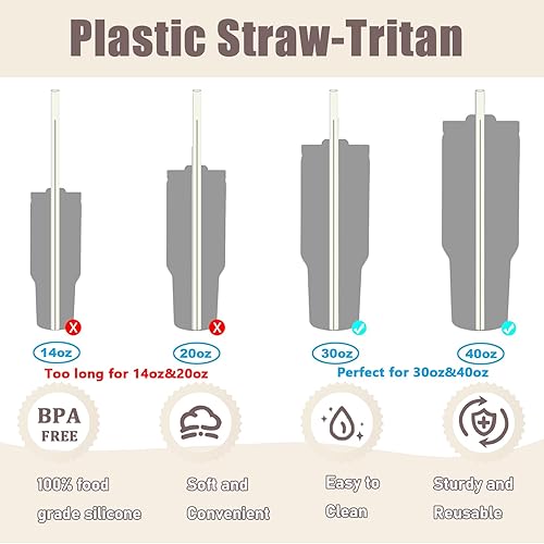 Miniatura 4 de Popote de repuesto compatible con vaso Stanley 30 de 40 onzas, paquete de 6 popotes de plástico reutilizables para Stanley Cup, accesorios incluyen