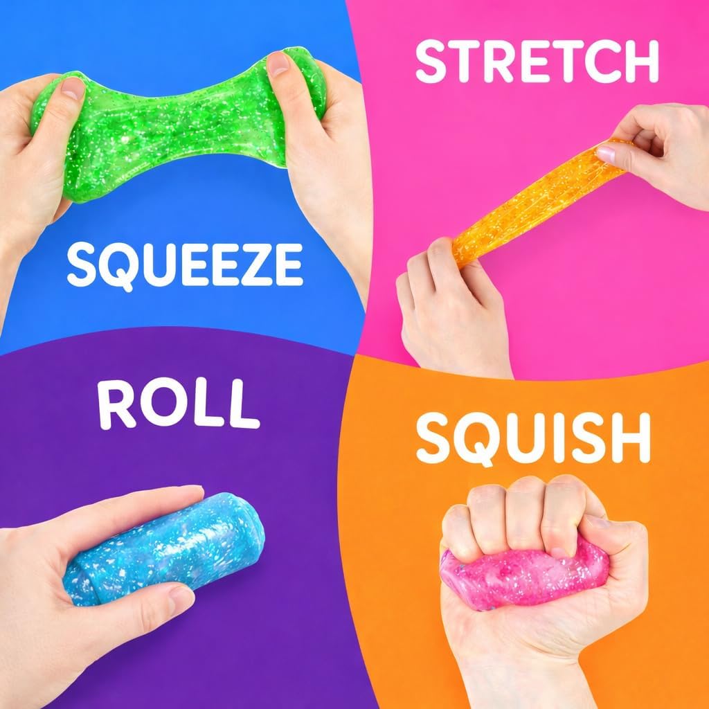 Neon Glitter Fidgety Putty Toy for Kids (1 Set (5 Tins))