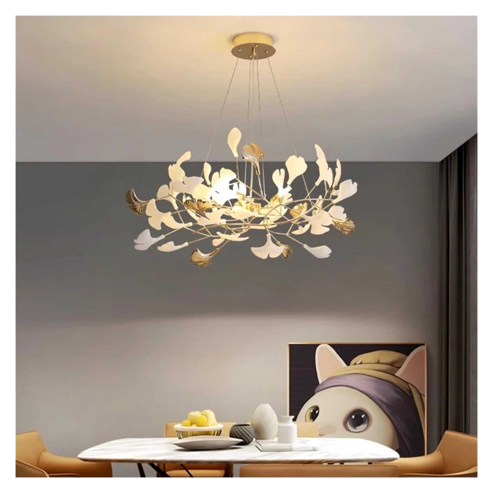 Lampada a Sospensione per Sala da Pranzo, Arredamento per la casa, Illuminazione per Interni, lampadario a Sospensione, lampadario, Compatibile con Soggiorno, Lusso (Lungo, Diametro 80 cm)