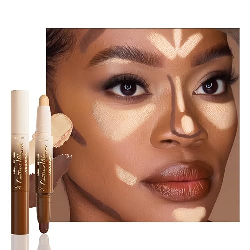 FeiCuiYun Dual-Ended 2-in-1 Cream Contour & Highlighter Stick, 04#Nude Brown + Nude