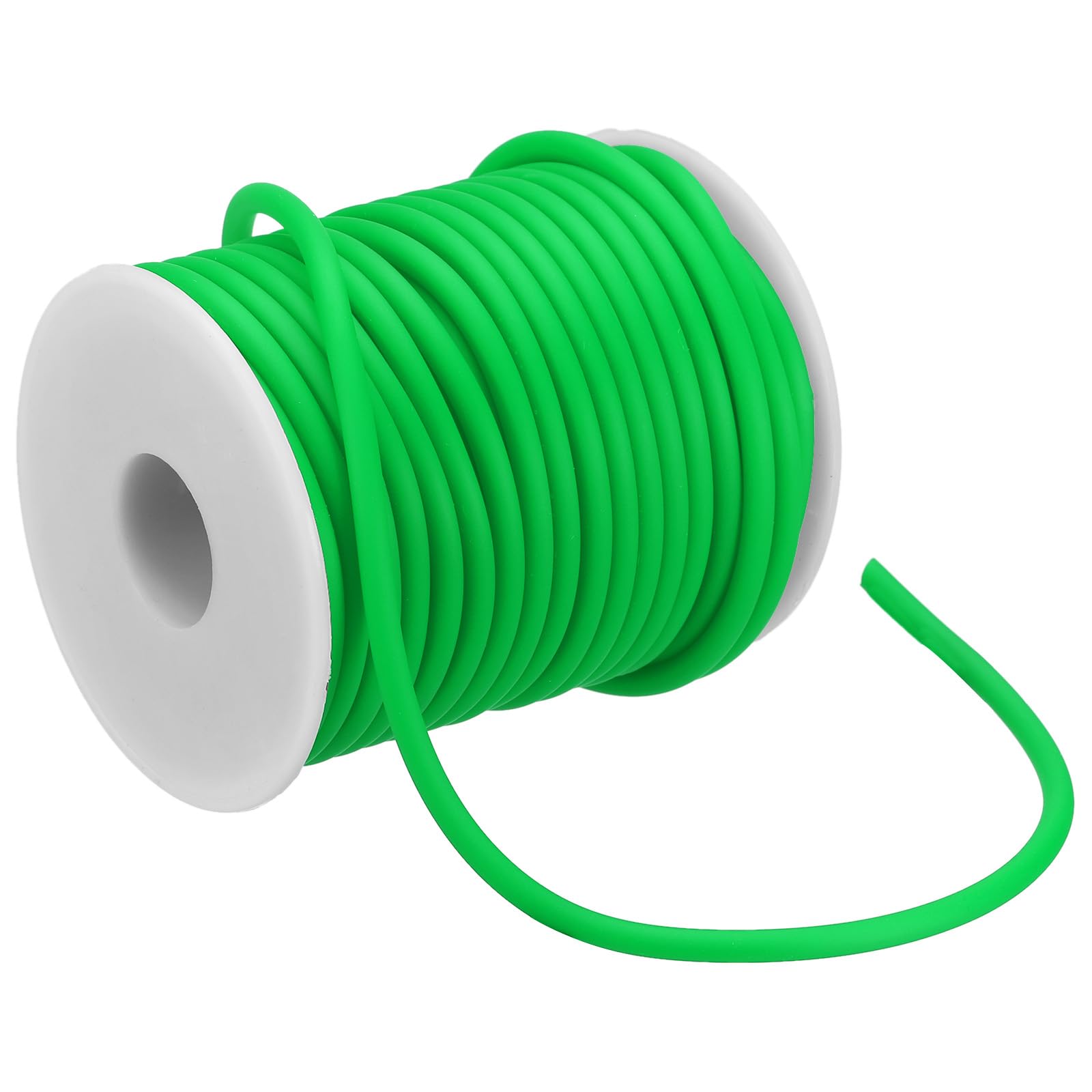 PATIKIL Hollow Pipe Rubber Cord 16 Yards 4mm, PVC Rubber Tube Cord 2mm Hole with Plastic Spool for Knitting Beading DIY Craft, Green