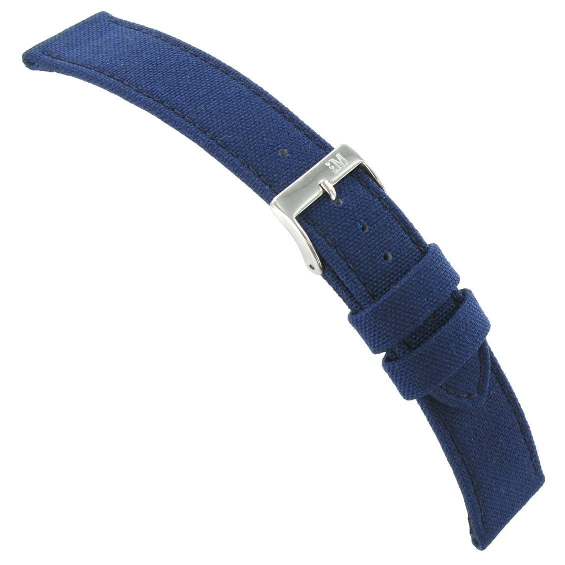 18mm Morellato Padded Stitched Genuine Cordura Canvas Navy Blue Watch Band