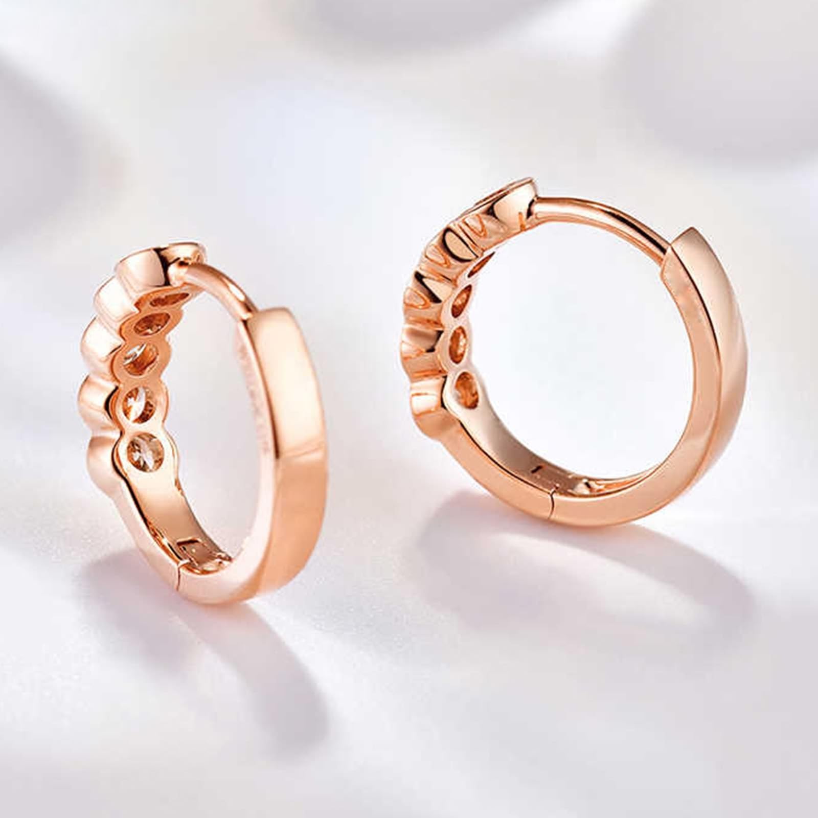 Epinki Prawdziwe złoto biżuteria Creole Hoop 9K/14K/18K czerwone złoto, klasyczne kolczyki vintage z laboratorium diamentowe okrągłe szlify, kolczyki wiszące złoto 750/585/375,