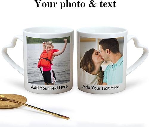 Miniatura 4 de Taza de café que cambia de color con tapa y cuchara, taza personalizada de 10 onzas, taza sensible al calor con tapa grabada de madera y mango de