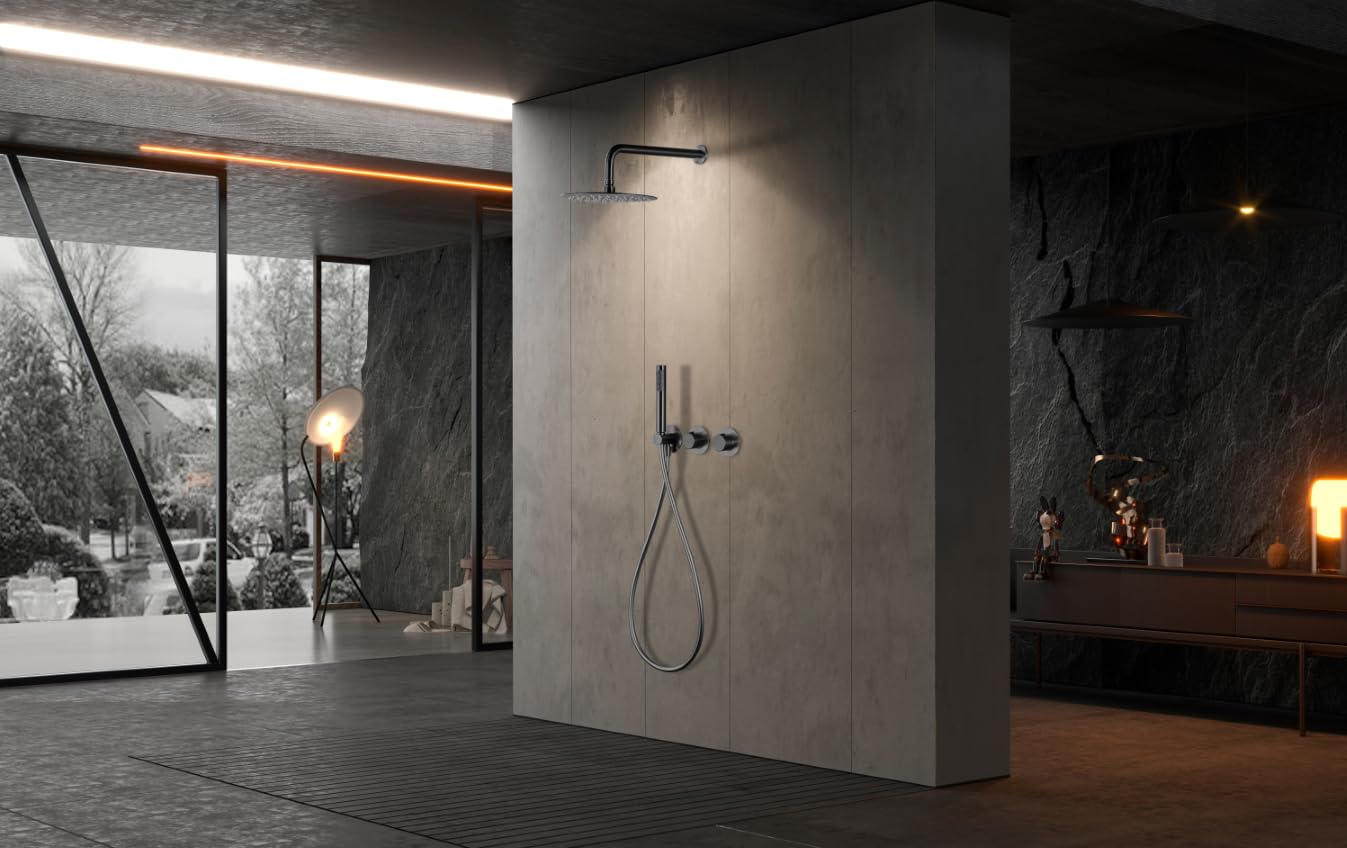 IMEX GTA052/BGM Assen Grifo Termostático Ducha Empotrado 2 Vías Black Gun Metal
