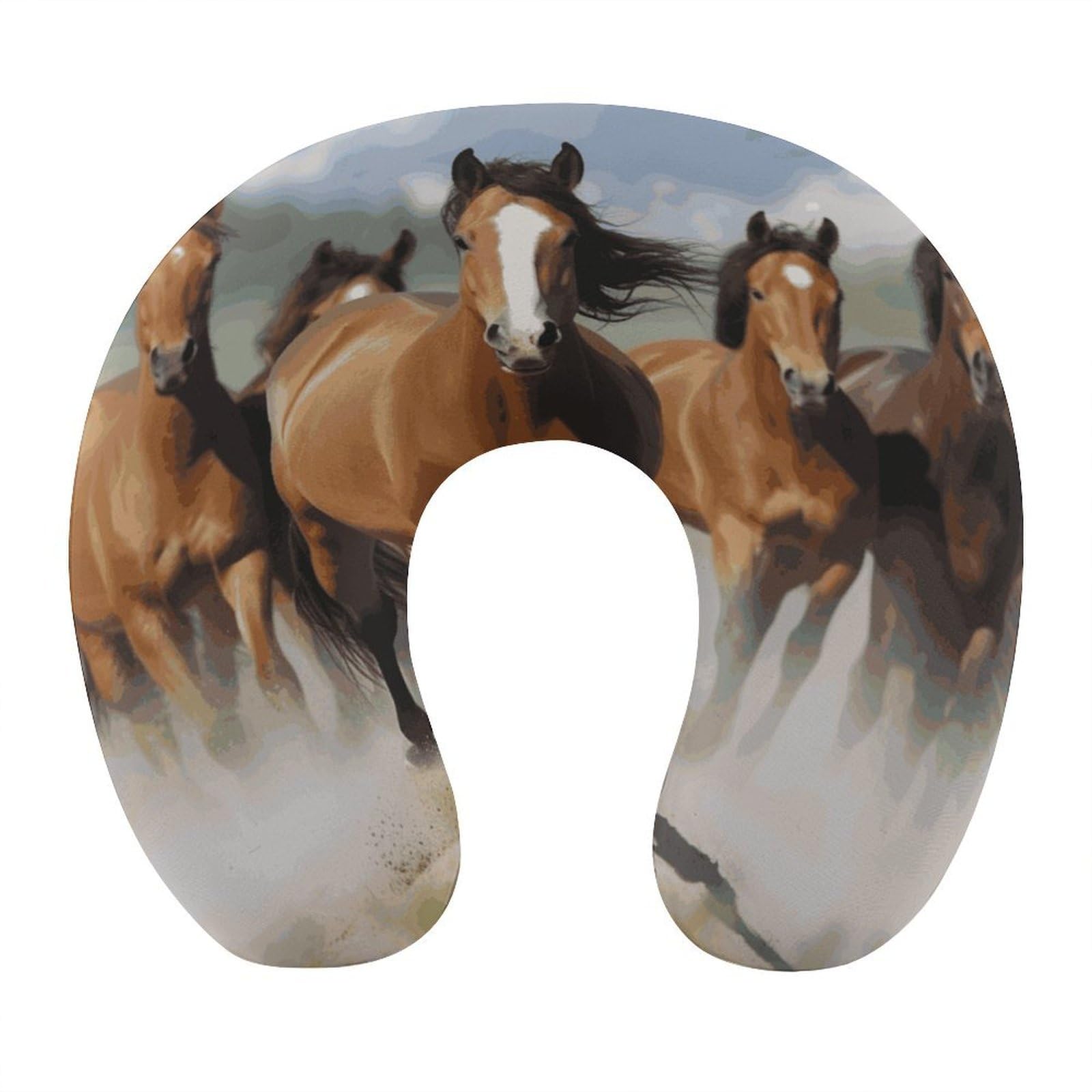 Btcowzrv Style Horses U Shaped Neck Pillow Travel Pillows
