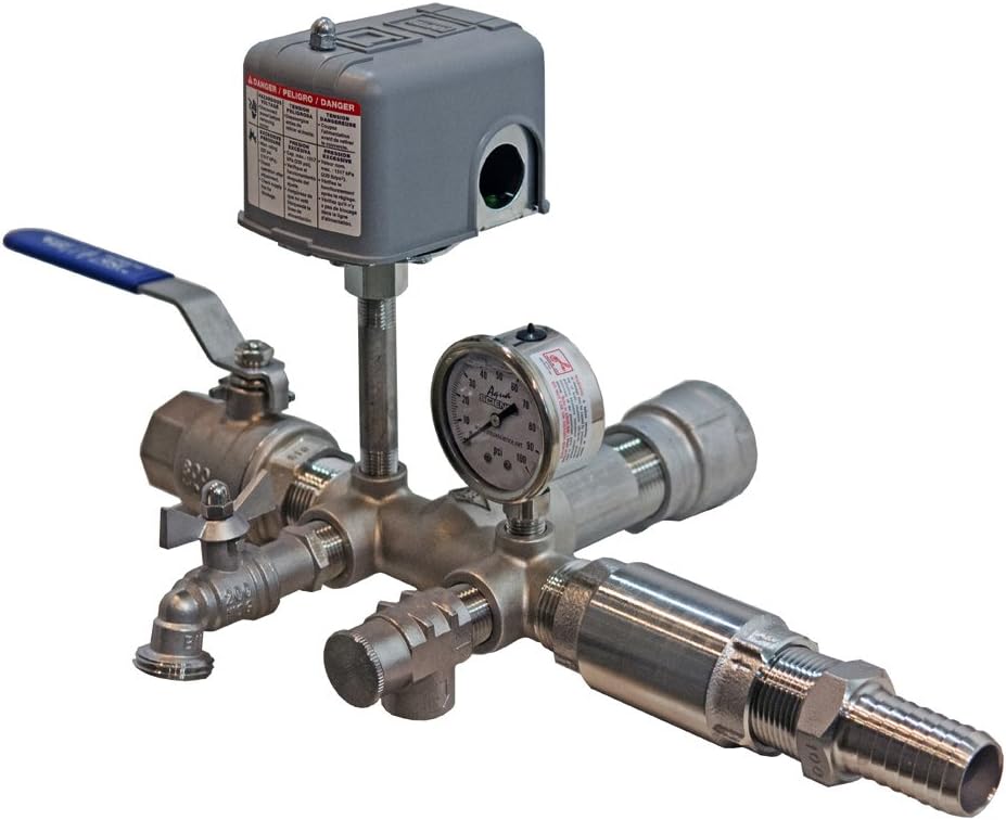 Stainless Steel Installation Tee Package FOR WELLMATE WM-14WB, 20WB, 25WB, 35WB and Flexcon H2PL38SQ, H2PL50, H2PL65, H2PL82, H2PL90 OR H2PL120 Well Tanks - 1" Incoming Water Line