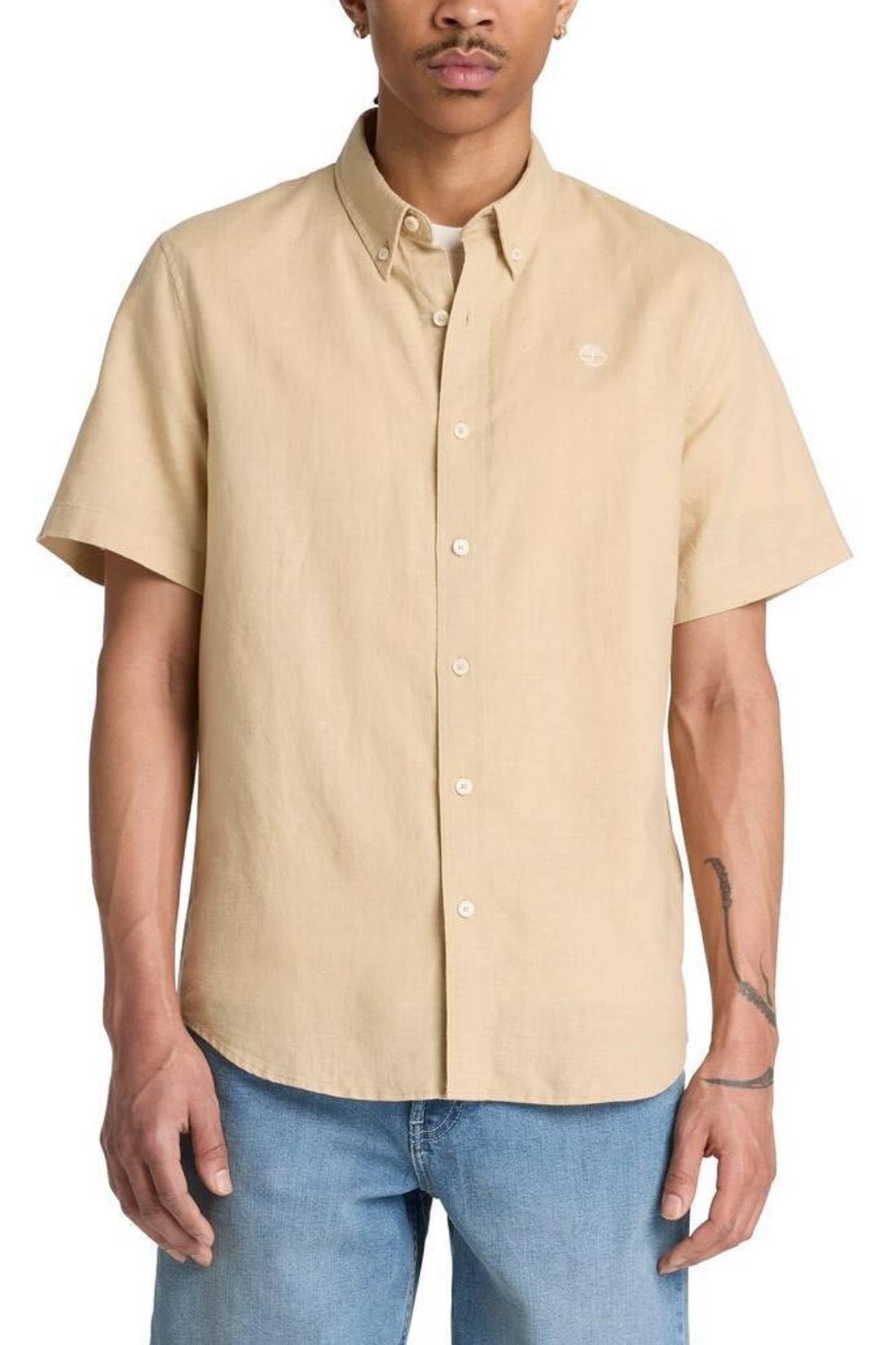 Timberland - Camisa de hombre Slim de mezcla de lino
