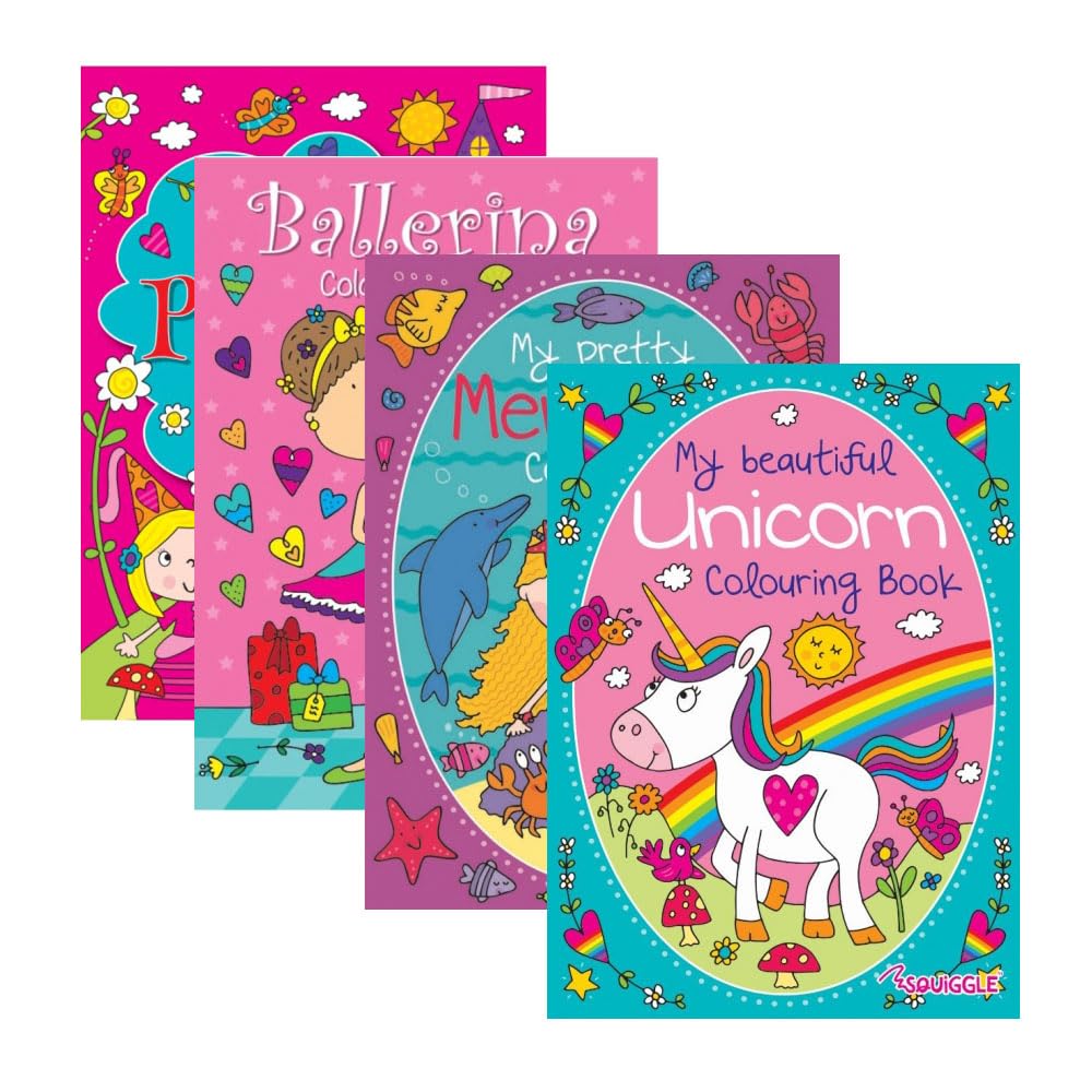 Sixstore Relaxing Antistress Colour, Set of 4 Girls Colouring Books, Size A4, Adult Coloring Books in Assorted Art Pattern Designs