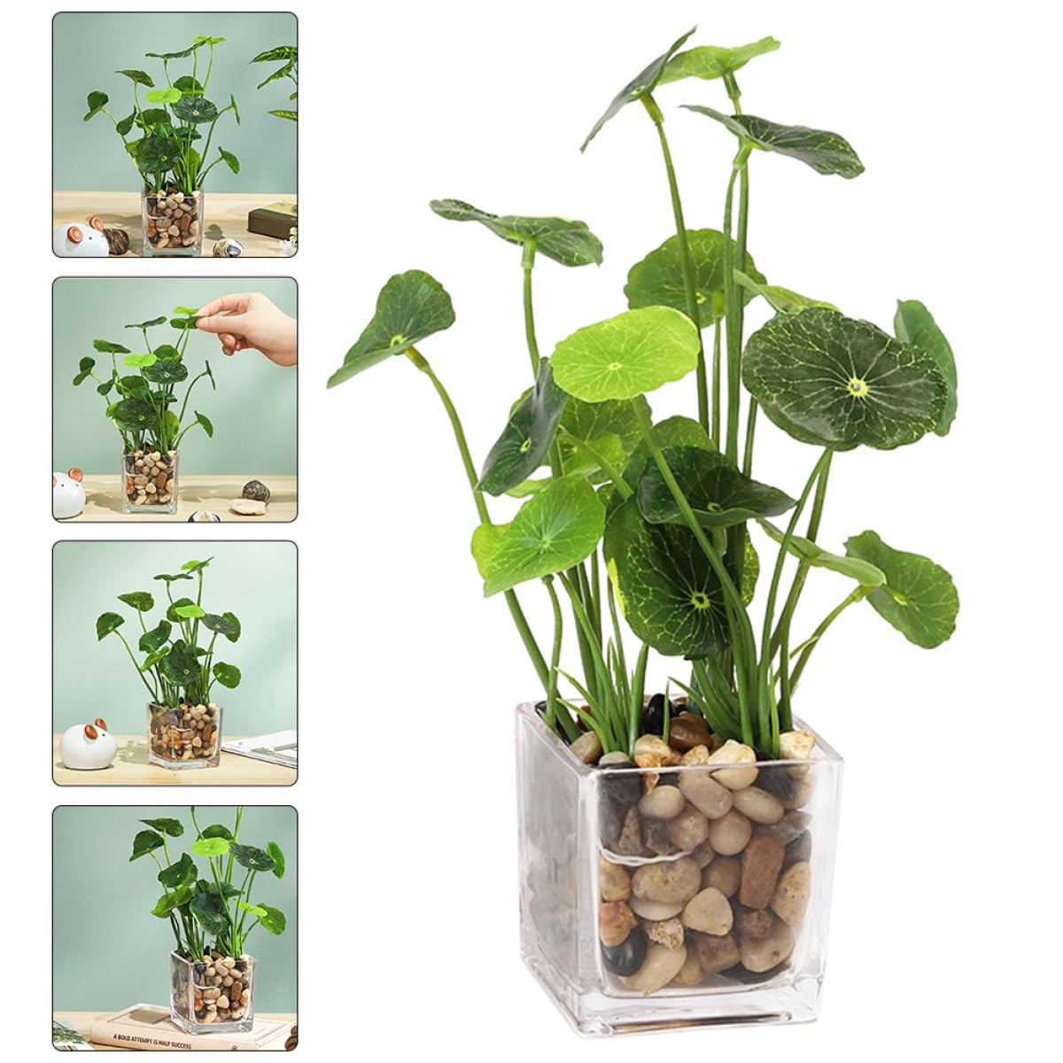 SEWACC Petite Plante Artificielle Bonsaï en Pot, Vert, Céramique | Ornement de Simulation, Salon et Bureau, sans Arrosage ni Entretien, Usage Quotidien