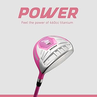 PreciseGolf Co. Precise M5 Ladies Golf Club Set Complete Right Handed Including Titanium Driver, S.S. Fairway, S.S. Hybrid, S.S. 5-Pw Iron, Putter, Stand Bag, 3H/C'S Pink