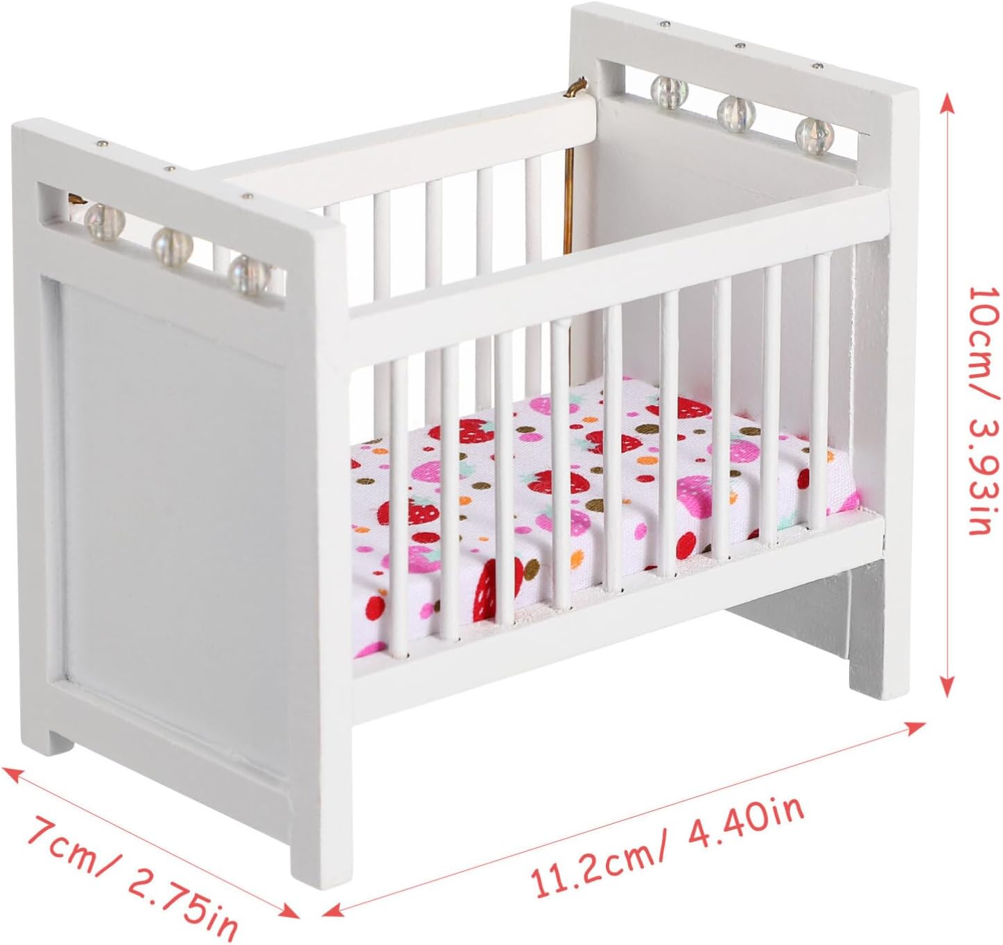 Toyvian Miniature Doll Crib: 1:12 Dollhouse Wooden Wobble Bed Model, Baby Doll White Bamboo Silk Cradle Crib Mini Bed Dollhouse Furniture (White)
