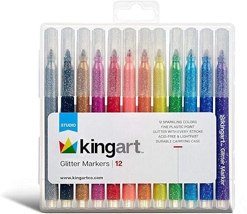 KINGART Marcadores de purpurina con 12 colores brillantes con oro y plata, no tĂłxicos, a base de agua, bolĂgrafos con purpurina que escriben en KINGART Marcadores de purpurina con 12 colores brillantes con oro y plata, no tĂłxicos, a base de agua, bolĂgrafos con purpurina que escriben en