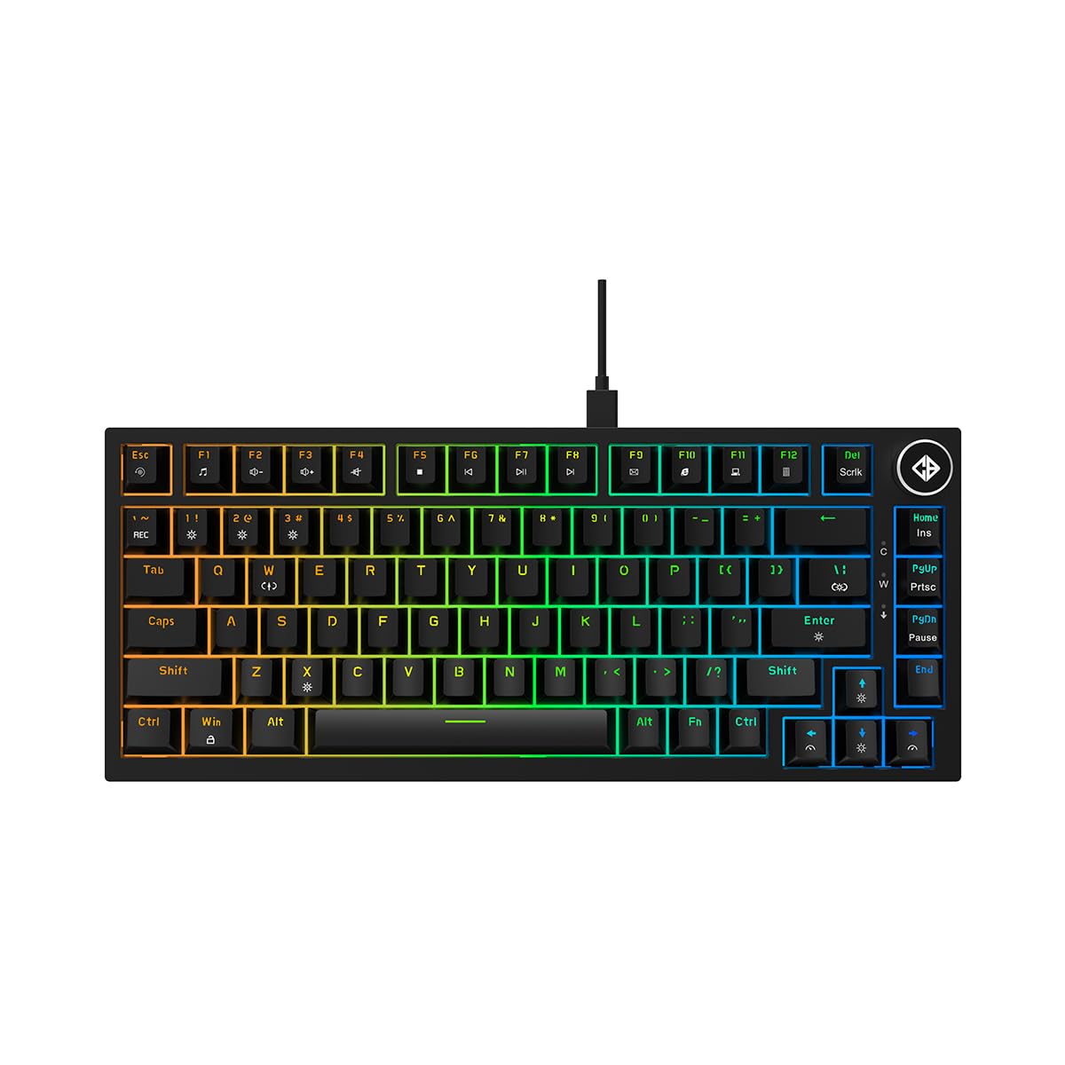 Cosmic Byte CB-GK-43 Phantom TKL Gasket Mechanical RGB Wired Keyboard, Pre-Lubed Outemu Red Switches, 1000Hz Polling, Software, Per-Key RGB, Swappable Switches, Volume Roller, USB C Port (Black)-image-14