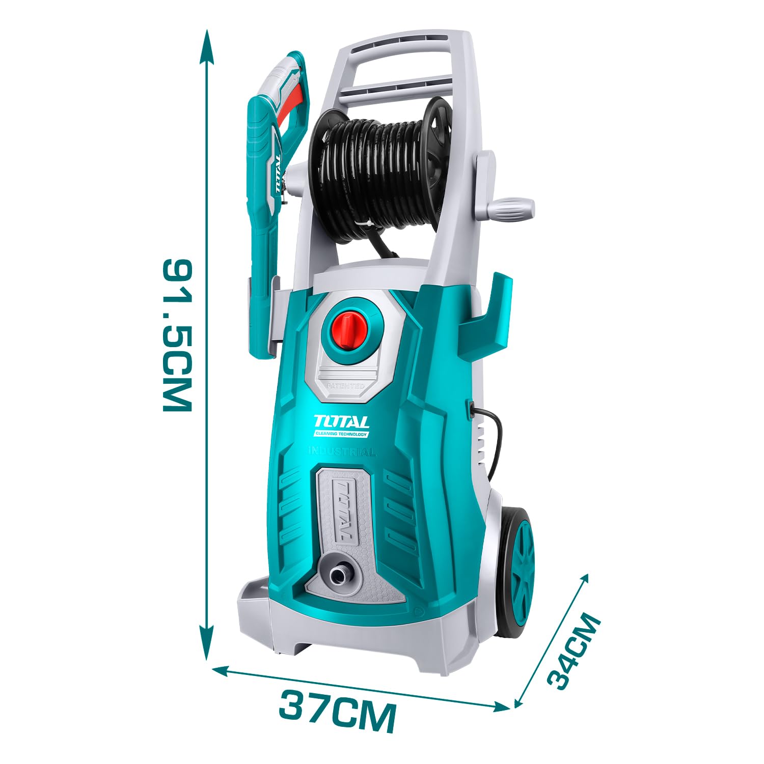 TOTAL – Hidrolimpiadora a Presión - 160 Bar, 6,7l/min y 2500 W - Auto Parada - Incluye: Pistola Pulverizadora y Botella para Detergente - Azul