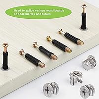 Vista 2 de Juego de 50 accesorios de conexión para muebles con taco, tuercas de bloqueo de leva y tornillos para armario y cajón de armario
