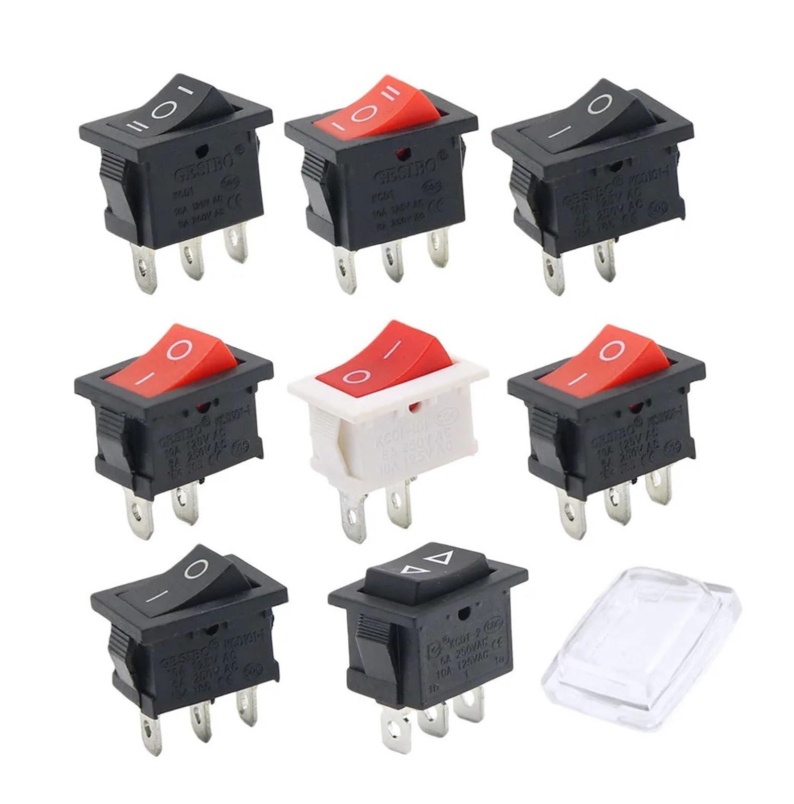 1PCS KCD1 Red/Black switch ON-OFF ON-OFF 2/3 Position 2 Pins /3Pins Rocker Switch AC 6A/250V10A/125V(Black On-Off 3 Pin)