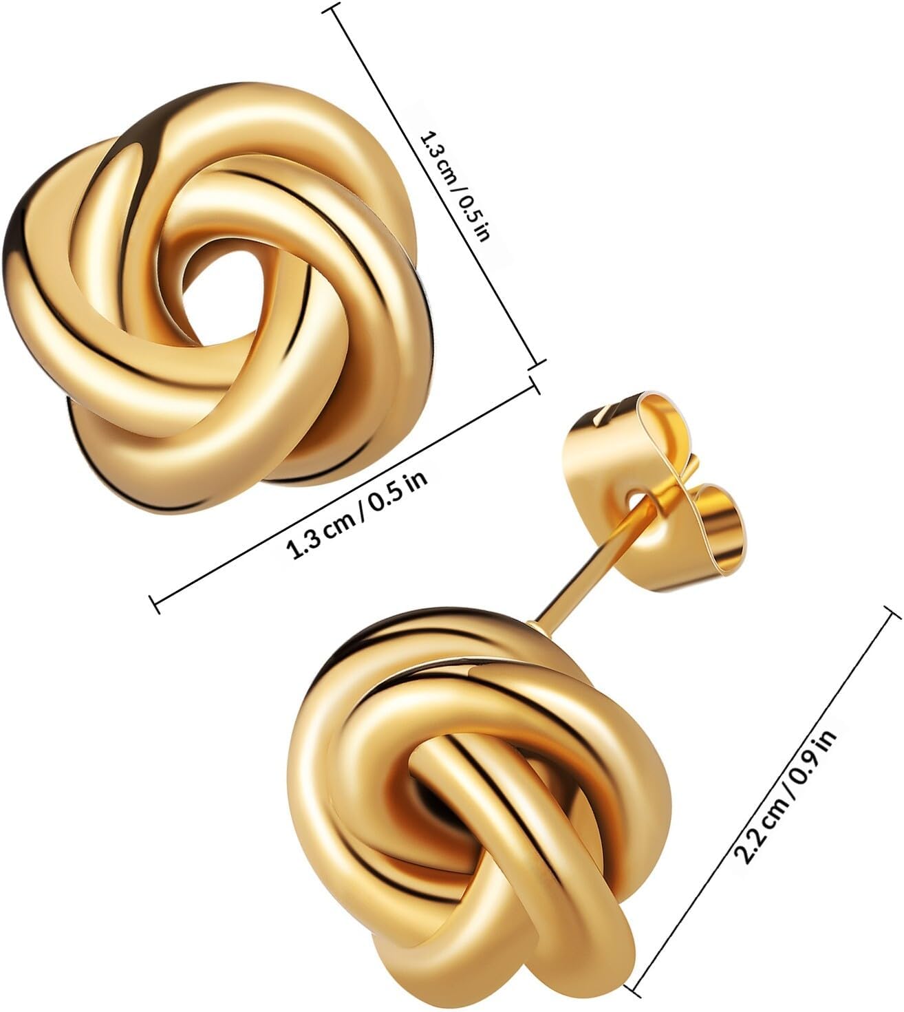 Uonlytech 1 Pair Trendy Wool Yarn Ball Earrings for Women, Gold Stainless Steel Button Earrings, Lightweight Statement Jewelry for Daily Wear