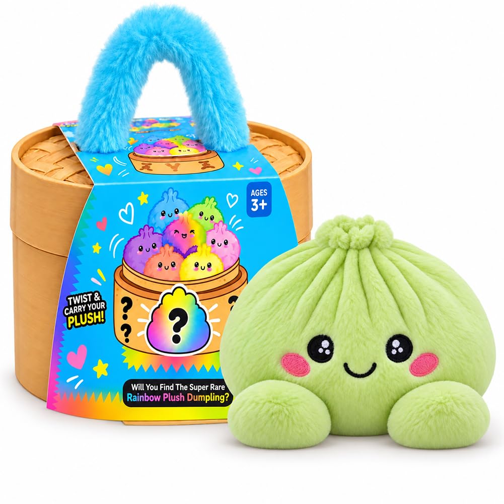 Kouipoie Dumpling Plush Blind Box,Squishy Plush Toy with Steamer Gift Box，C
