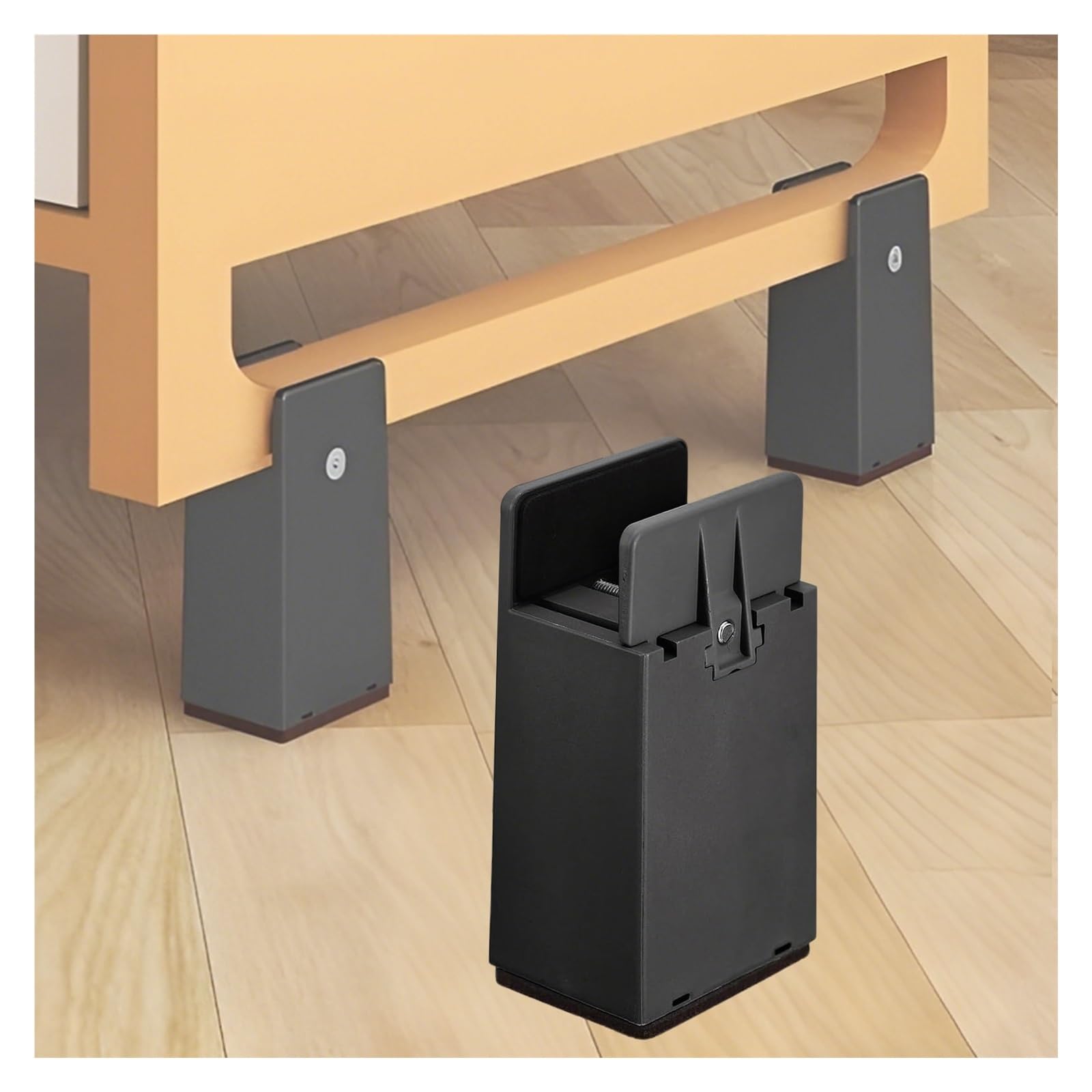 Elevadores De Sofá, Elevadores Ajustables para Cama con Abrazadera De Tornillo, 4 Piezas Patas Modernas Y Resistentes para Muebles Armarios Cómodas Soportes De TV(Negro,10cm(3.5-5cm))
