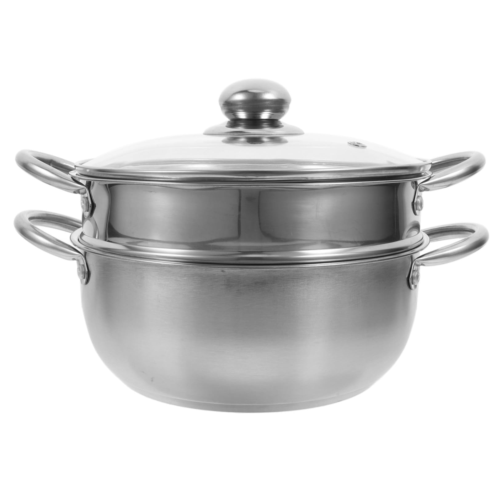 Gatuida Olla Acero Inoxidable Vaporera de Doble Capa para Cocinar y Cocer al Vapor, Tapa Alta Asa, Apta Cocina