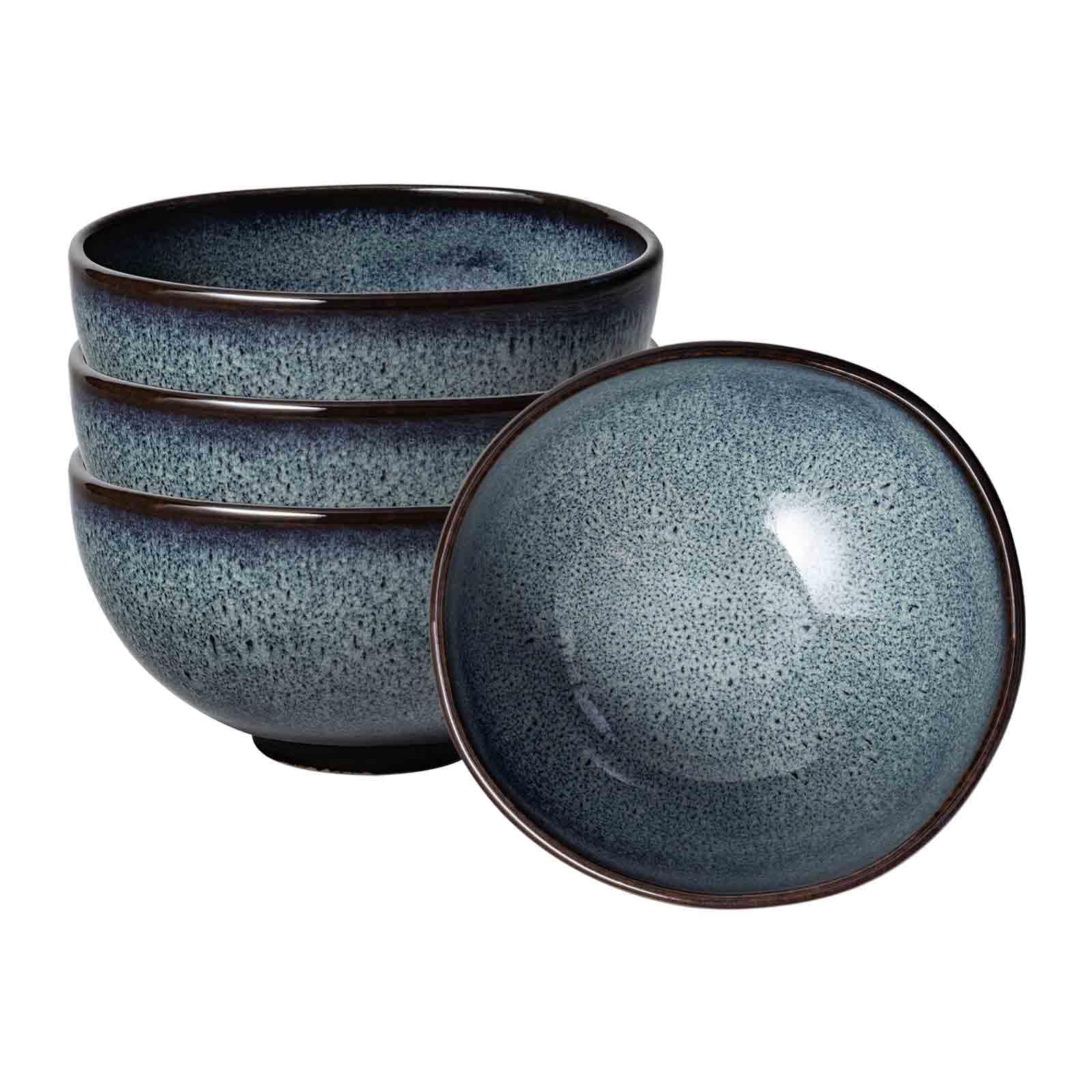 Villeroy & Boch like. by Lave Gris Suppenschüssel 4er Set, Graue Bowl Aus Steingut, Müslischale, Suppenschale, Spülmaschinensicher, Mikrowellengeeignet