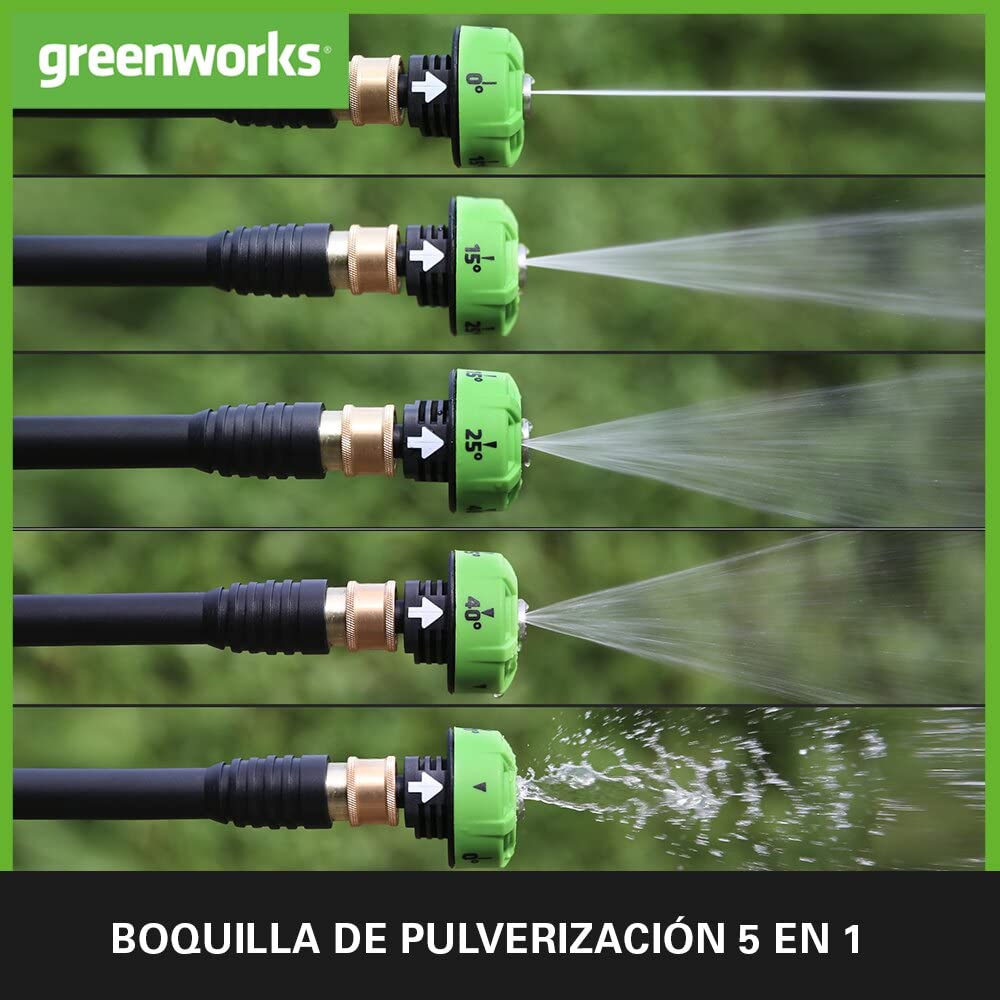 Greenworks G24PW Hidrolimpiadora de Mano Inalámbrica, 24Bar, 180L/h, Botella de Detergente de 300W y Manguera de Sifón de 6 m, SIN Batería o Cargador de 24V, Garantía de 3 Años