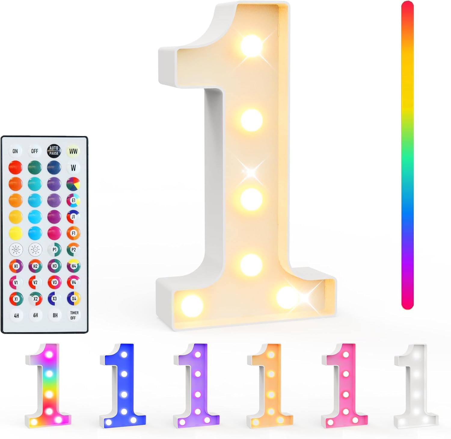 Ledido 35 Color Changing Light up Number - LED Light Up Marquee Numbers Sign for Birthday Decoration Gifts, LED Number Lights for Wedding Anniversary Grad Home Bedroom Party Decor,Number 1