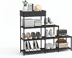 Sapateira Organizadora 9 Andares Multiuso - Estante Sapatos Vertical 62x21x94cm Preta