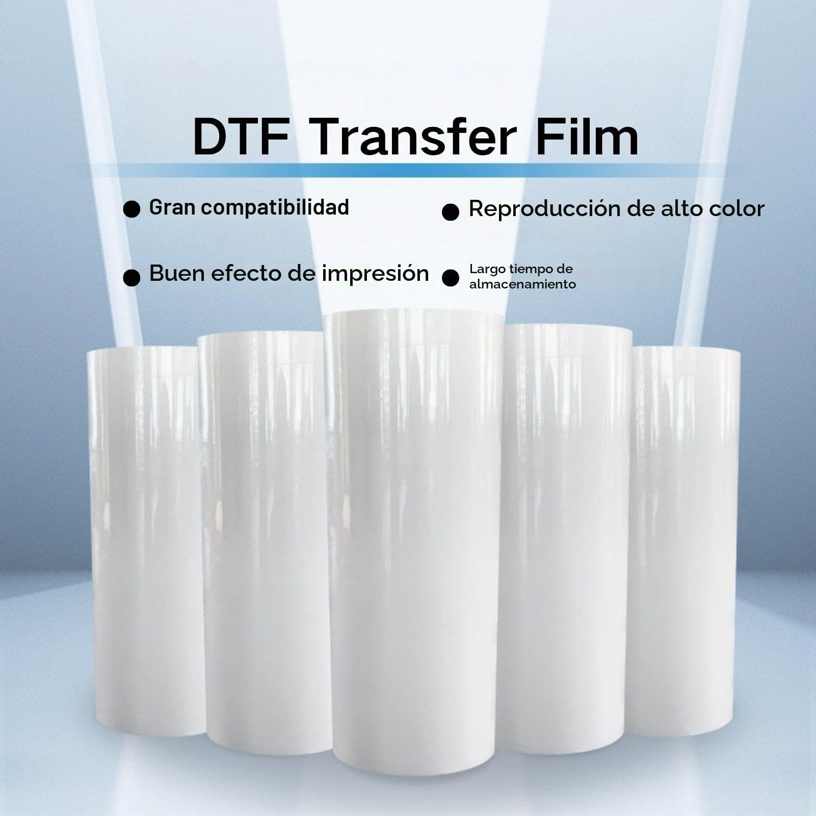 Película de Transferencia DTF, 33 cm x 100 m Papel Transfer DTF Transparente Una Cara Mate Pretratamiento Impermeable Papel de Transferencia de Calor Pet para Camisetas Ropa Textil
