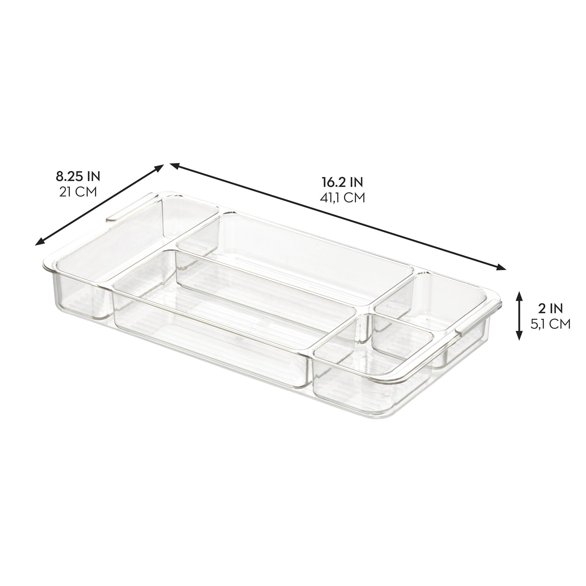 iDesign Organiseur de tiroir de maquillage extensible - Plateau transparent pour ranger des cosmétiques ou des bijoux