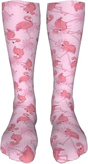 321 Fun Socks 50Cm Tropical Flamingo Work Socks Cute Golf Socks Wicking Ski Sock For Halloween, Christmas, Winter