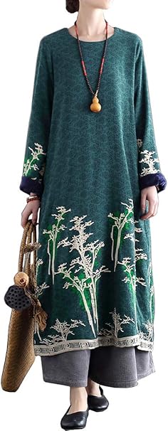 Amazon Co Jp Dreambuilderレディース 綿麻 チャイナドレス ワンピース 刺繍 裏起毛 秋冬 丸首 厚手 ロング丈 民族風 ナチュラル ゆったり 体型カバー カジュアル フォーマル 復古 フリーサイズ グリーン 服 ファッション小物 Amazon Co Jp Dreambuilderレディース 綿麻 チャイナドレス ワンピース 刺繍 裏起毛 秋冬 丸首 厚手 ロング丈 民族風 ナチュラル ゆったり 体型カバー カジュアル フォーマル 復古 フリーサイズ グリーン 服 ファッション小物