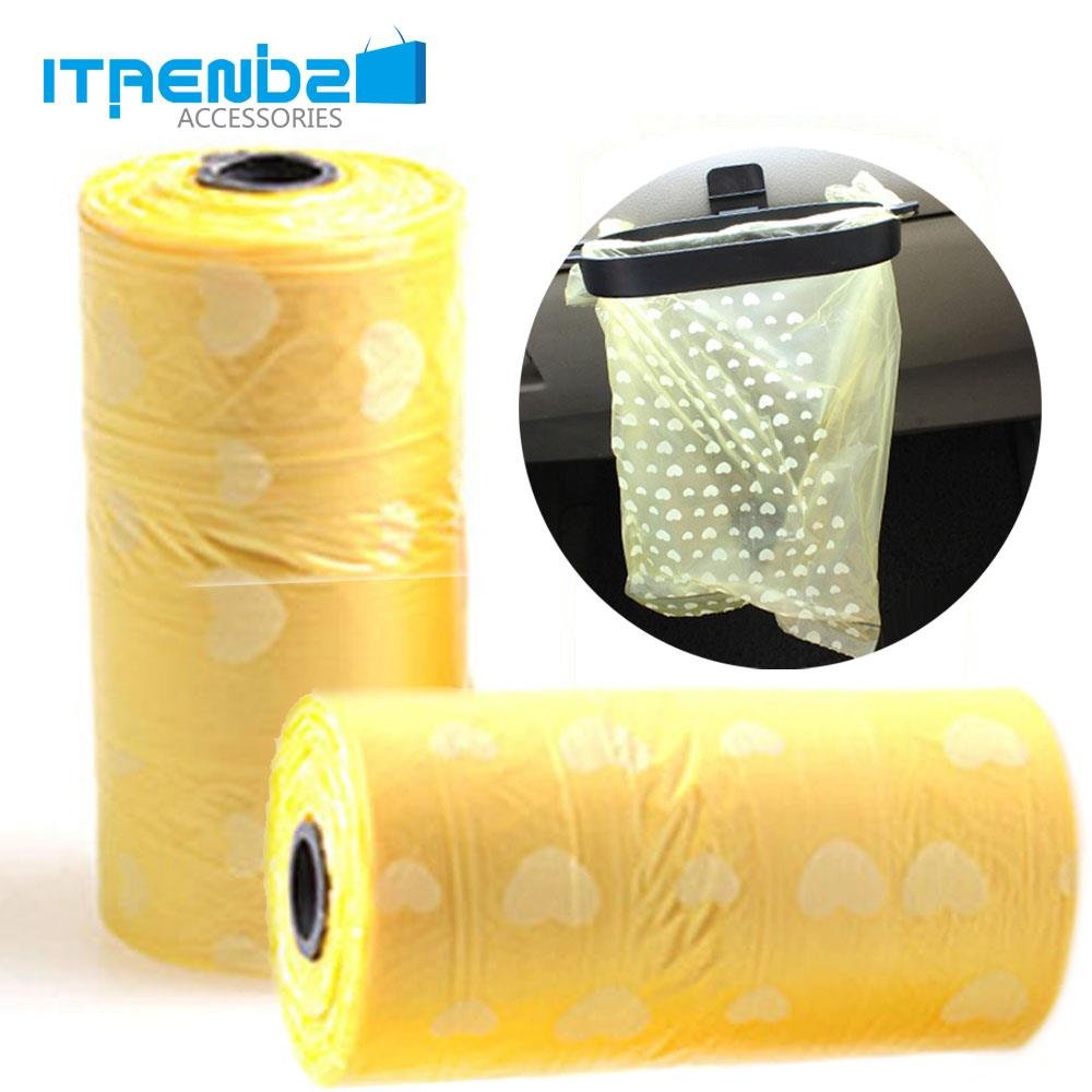 Car Trash Bag, iTrendz Yellow Heart Car Litter Trash Garbage Bag (20Bags/Roll)