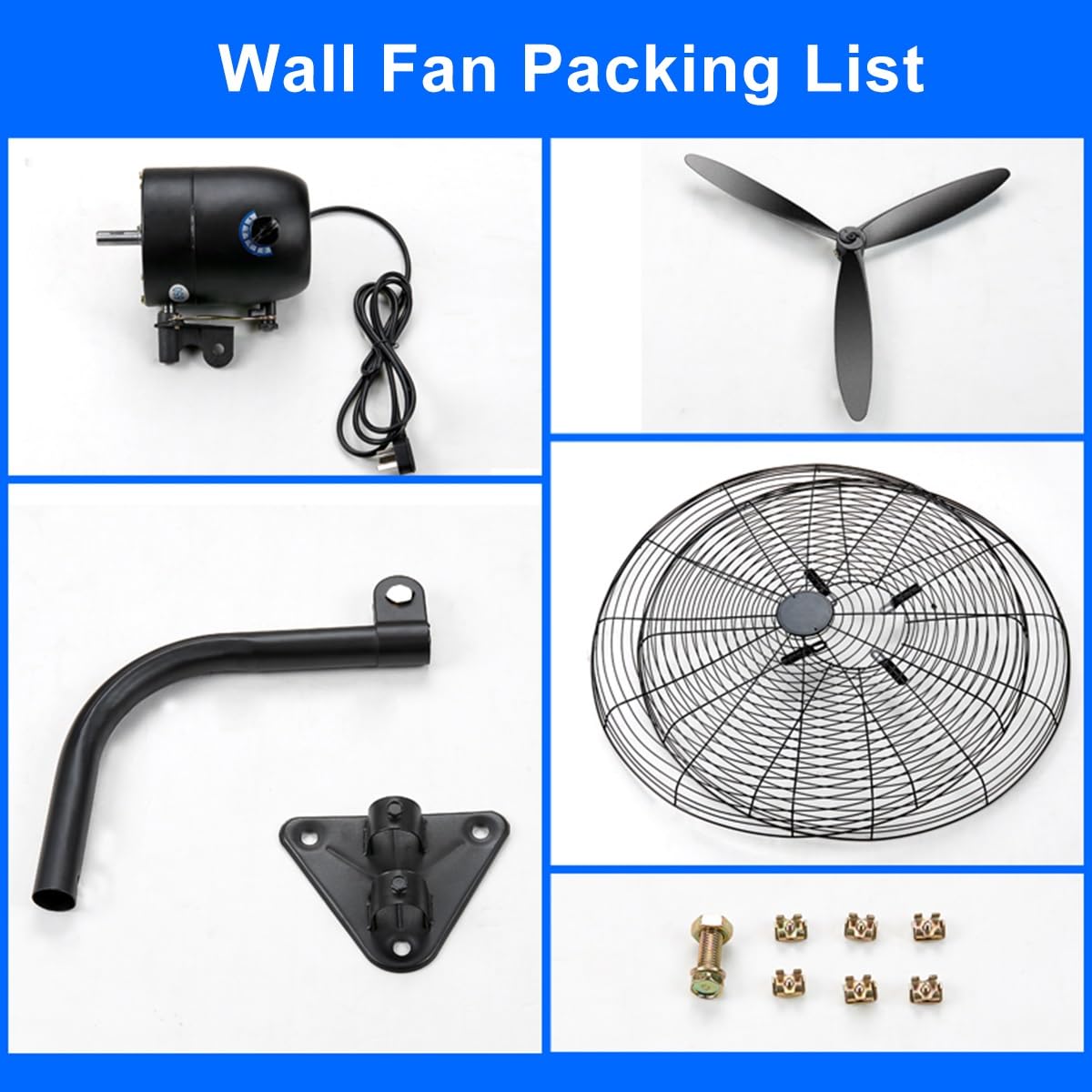 Ventilador De Pared De 500/650/750mm, Ventilador Industrial Con 4 Velocidades, Ventilador Servicio Pesado Orientable Y Oscilante Para Almacén De Taller De Fábrica(500MM)