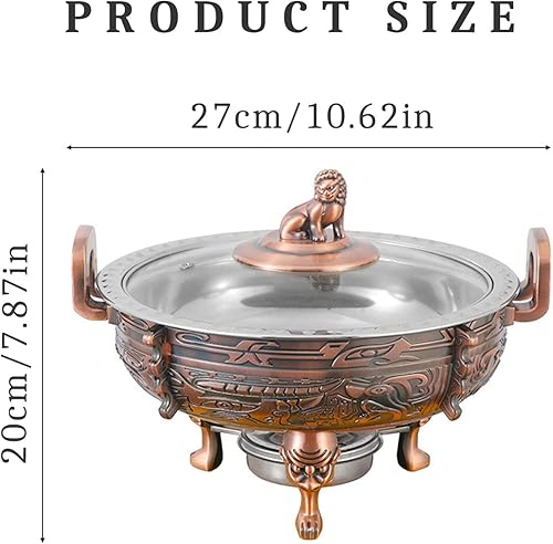 Miniatura 5 de Helikim Paquete de 2 platos para rozar y calentadores de alimentos, juego de servidores de bufé de chafer redondo con bandeja de alimentos y