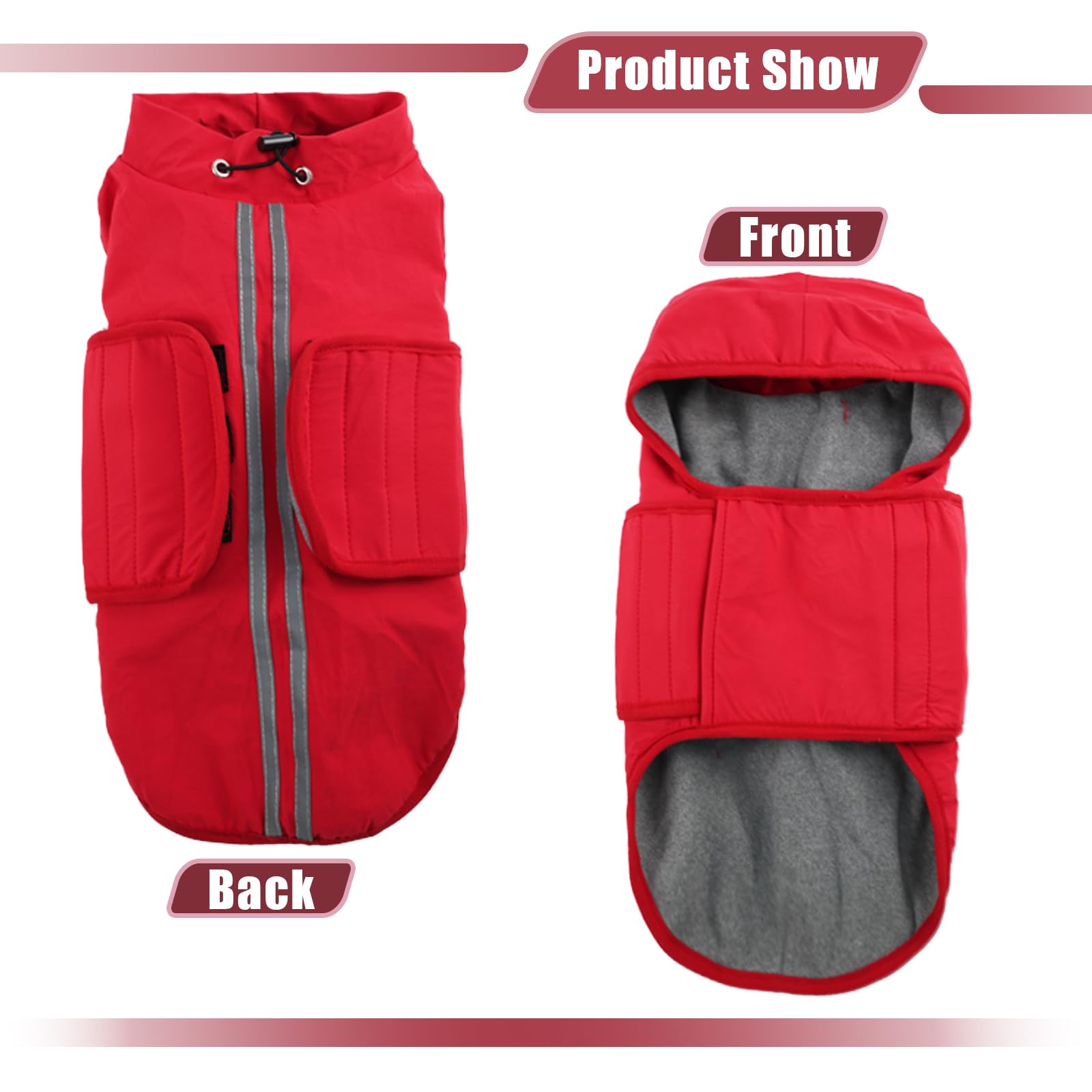 babepet Dachshund Coat Waterproof,Warm Coats & Jackets for Dogs,Miniature Dachshund Jumper,Reflective Small Dog Coat,Ideal for Outdoor&Indoor-Red-S - Image 3