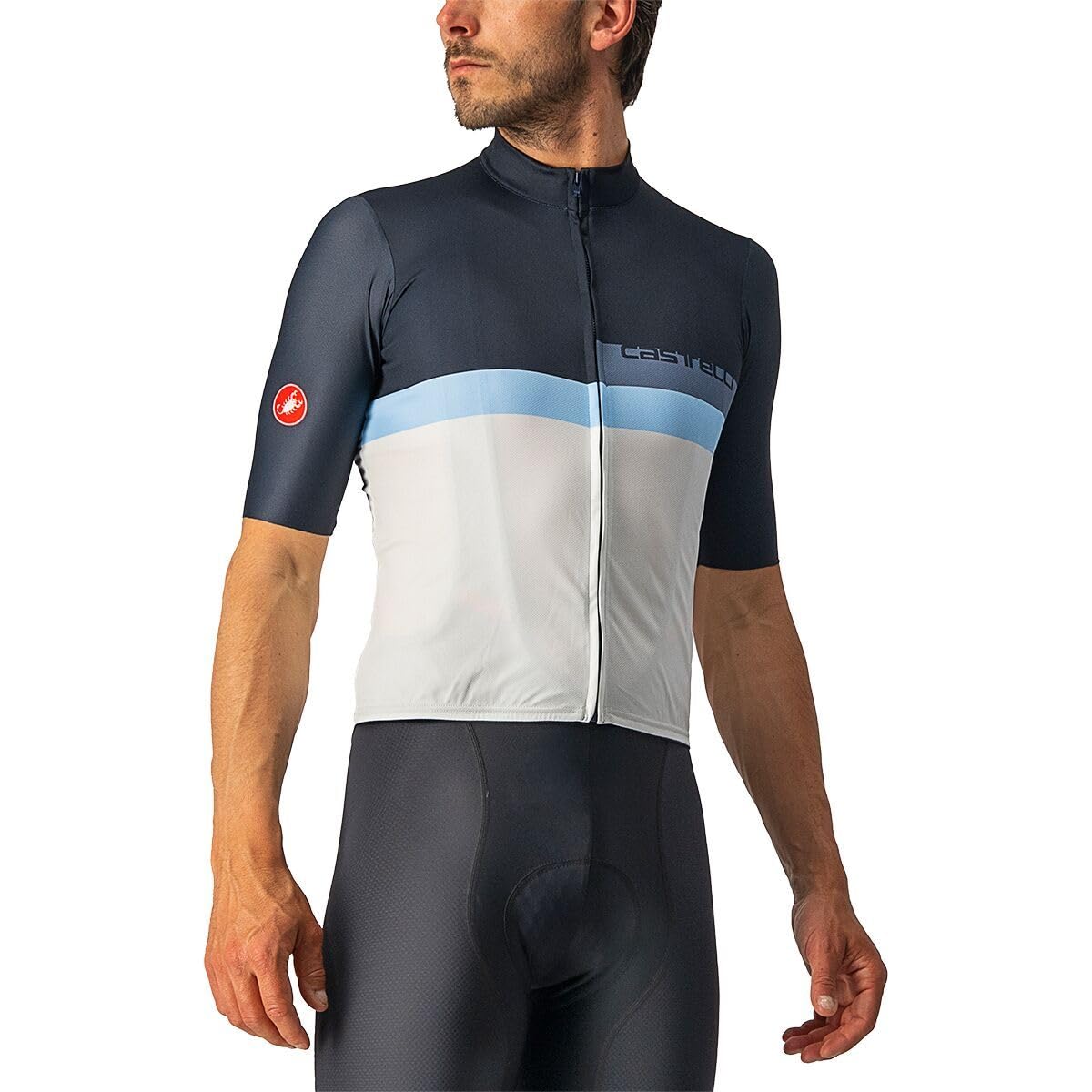 CASTELLI 4522017-414 A Block Jersey Men's T-Shirt Savile Blue/China Blue-Light Blue-Ivory XXL