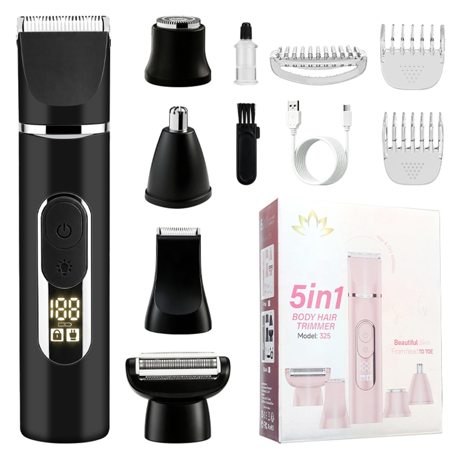 Rasoio per rifinire i del corpo 5 in 1 con cinque, Black