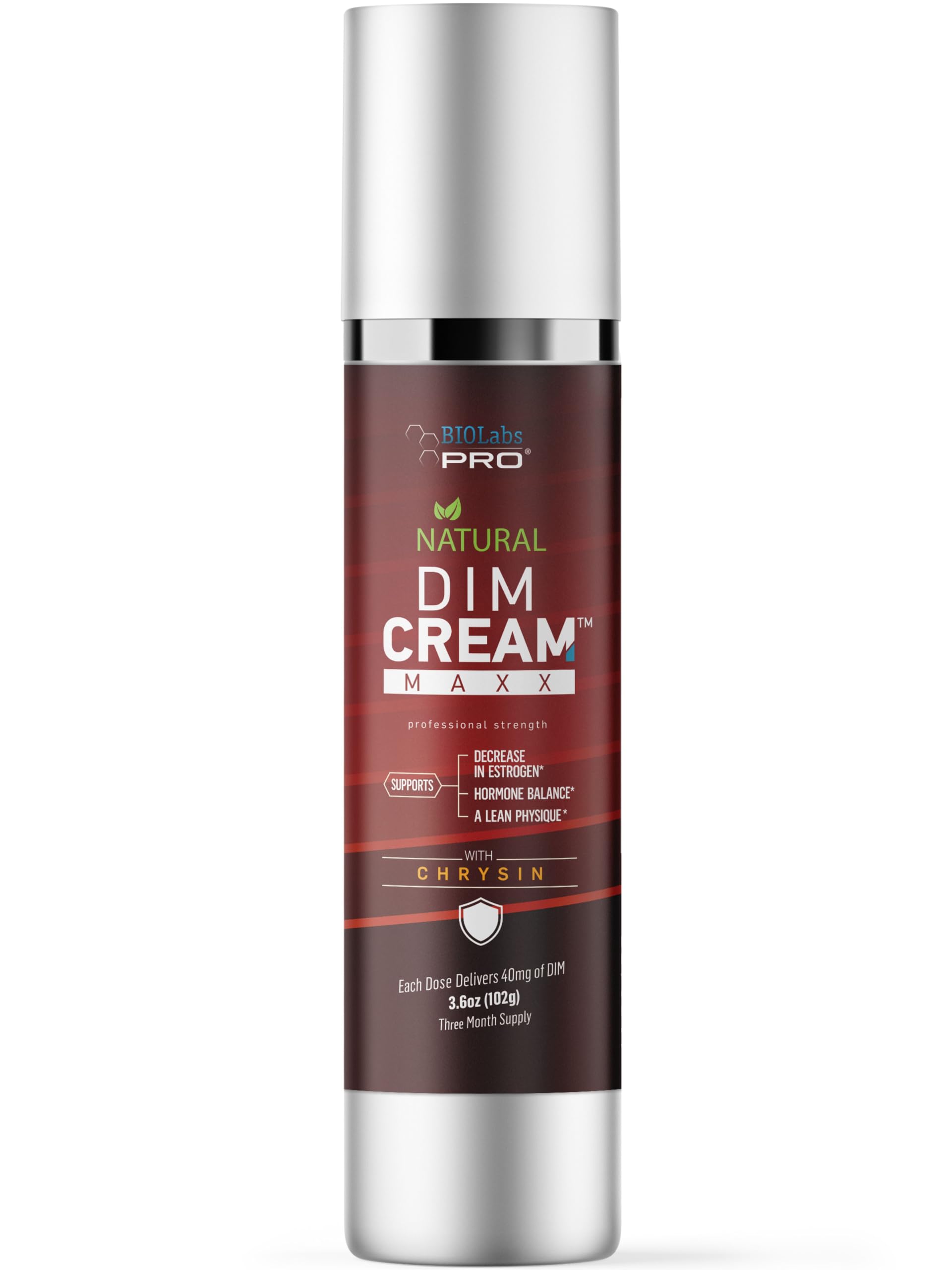 BIOLABS PRO Estrogen Blocker - Natural DIM Cream - Metabolize Excess Estrogen - Diindolylmethane Hormone Balance Support Topical DIM Supplement for Men Or Women - 3.6oz