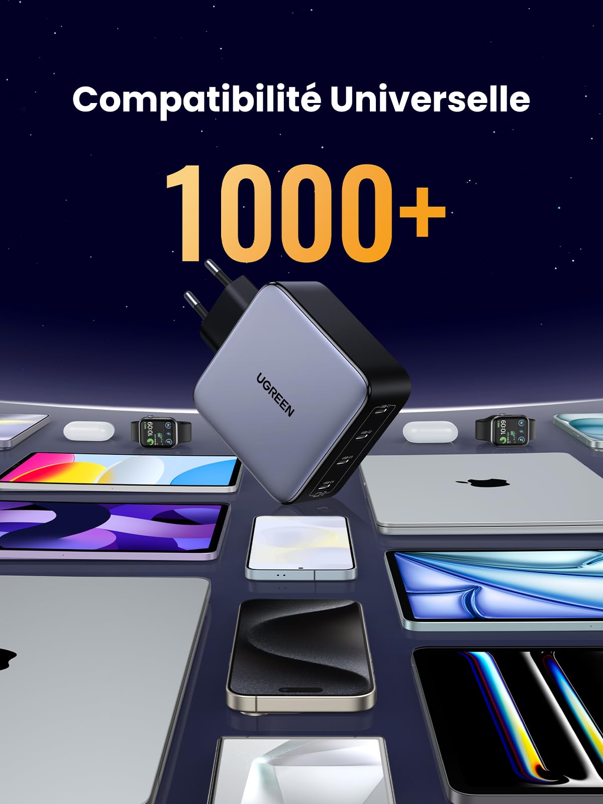 UGREEN Nexode 100W Prise Chargeur Quadruple USB C Charge Rapide GaNInfinity